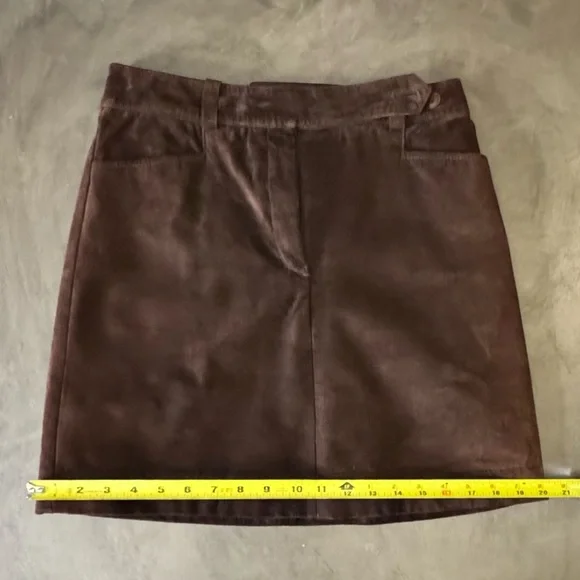 Brown Suede A-Line Skirt - Picture 10 of 13